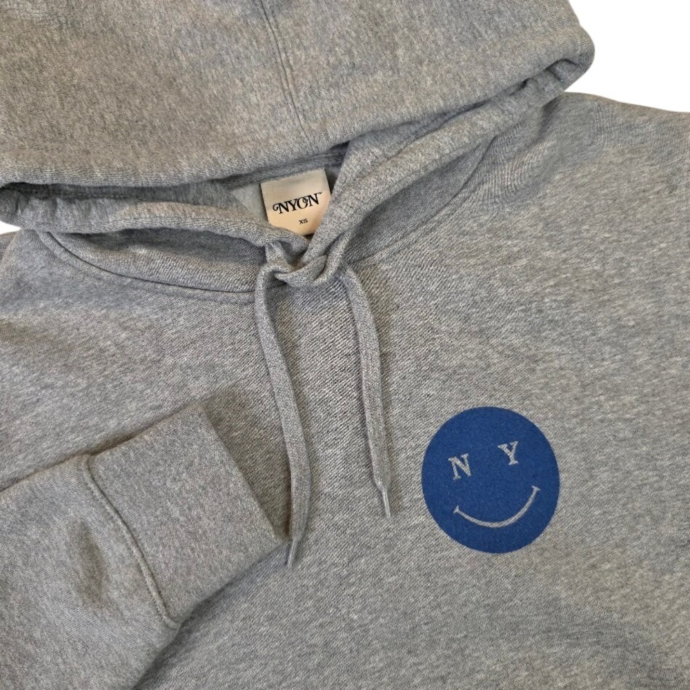 NYON Unisex XS Hoodie Gray It Will Always Be New York Or Nowhere Smiley